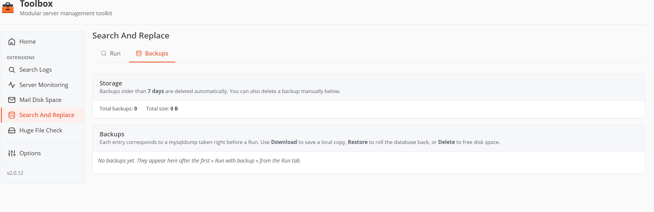 Search And Replace — Backups