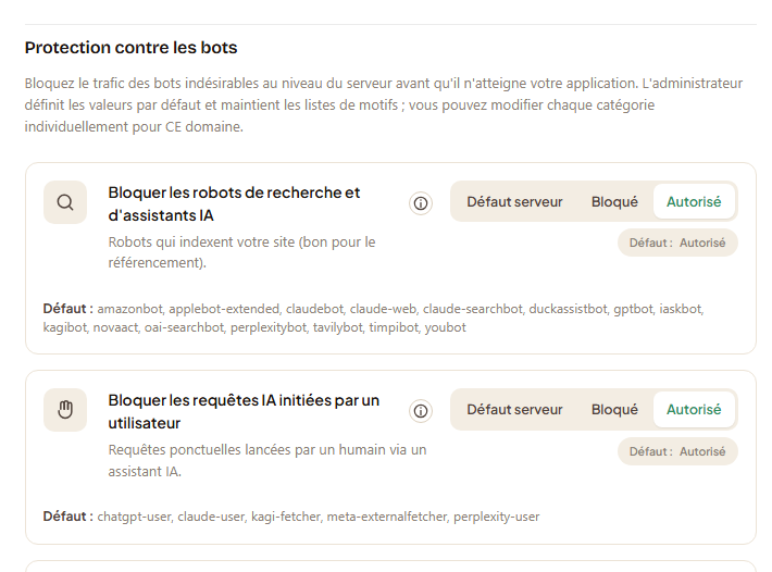 WSA - Protection des robots.