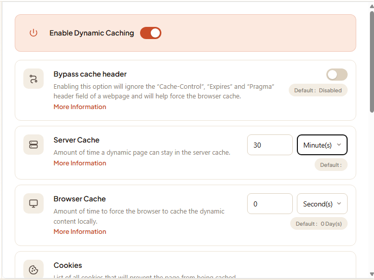 WSA - Advance editor - dynamic cache